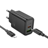 Hoco N63 (EU) 30W Charging Adapter With TC to IP Cable 